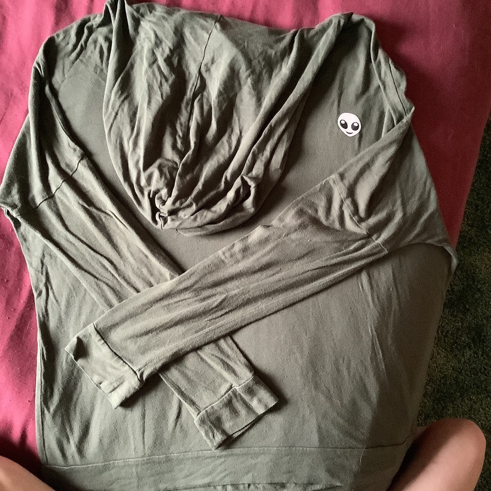 Green alien logo hooded top